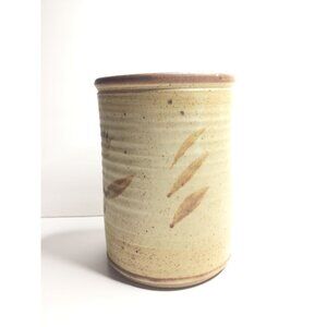 Handcrafted Ceramic Pottery Vase With Nature-Inspired Design Earthy Tones Signed